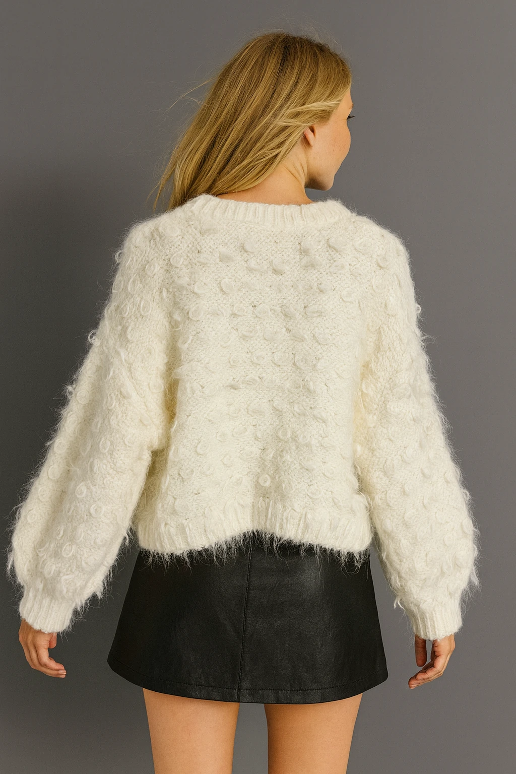 İtalyan Özel Tasarım Triko Bluz - BEYAZ