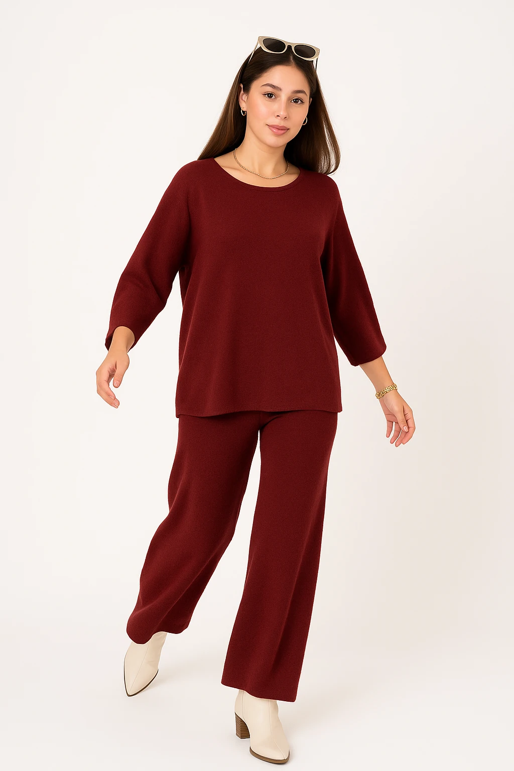 İtalyan Bisiklet Yaka 2'Li Triko Takım - BORDO