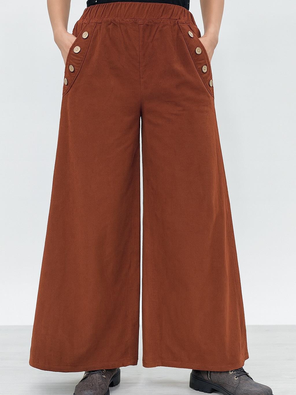 İtalyan Kadife Düğme Detaylı Pantolon - TARÇIN