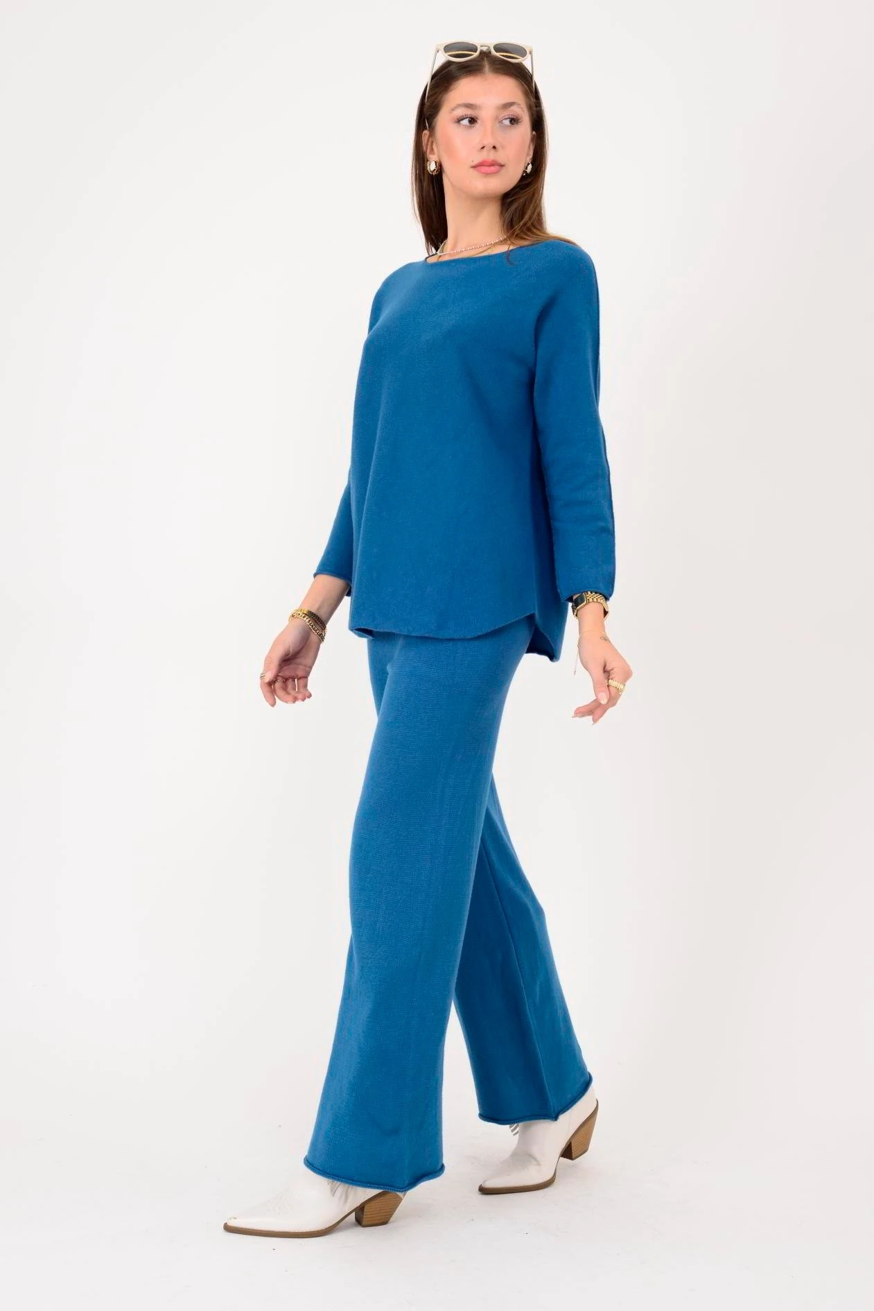 İtalyan Bisiklet Yaka 2'Li Triko Takım - TURKUAZ