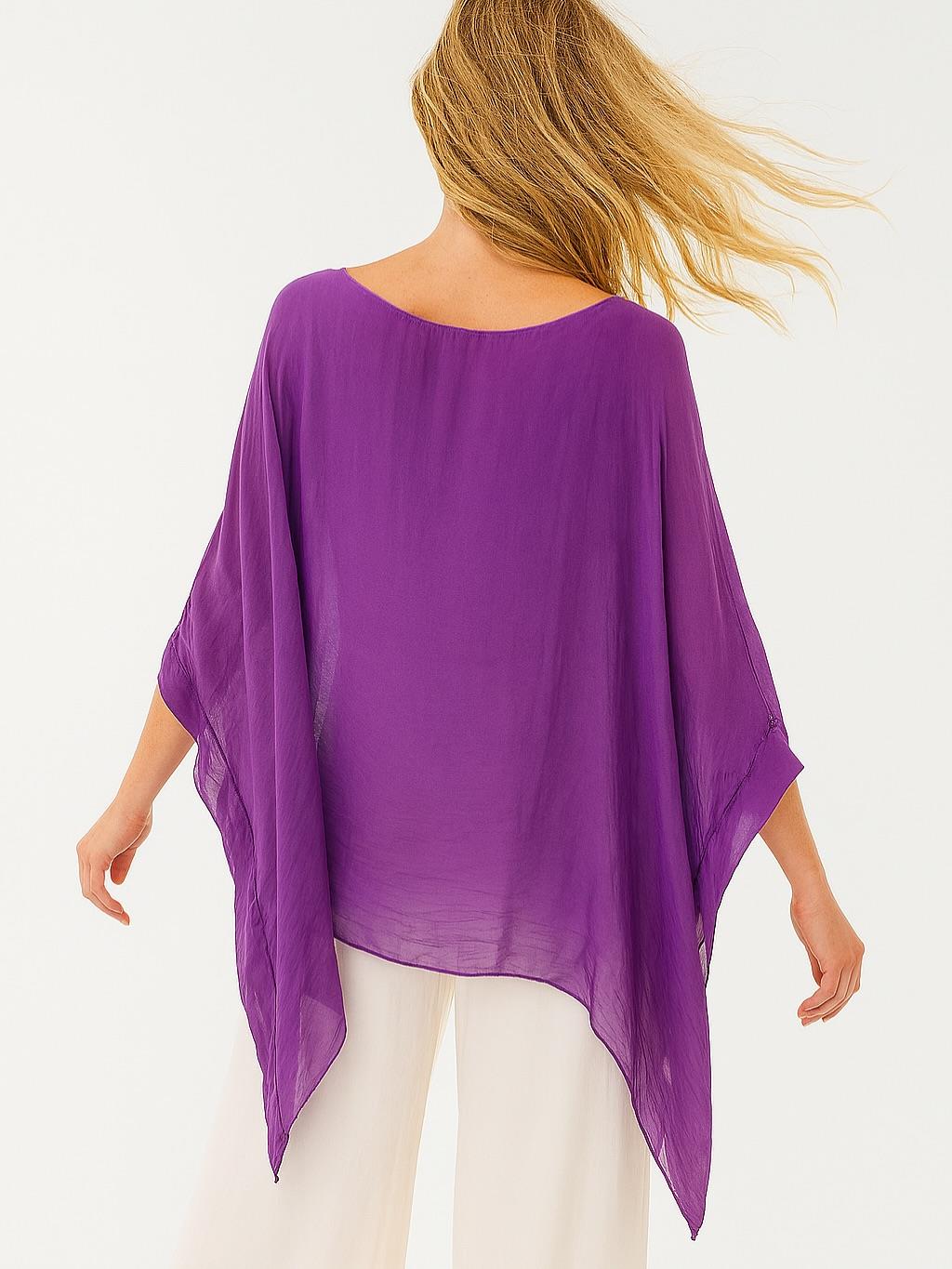 İtalyan İpek Bluz - PATLICAN MORU