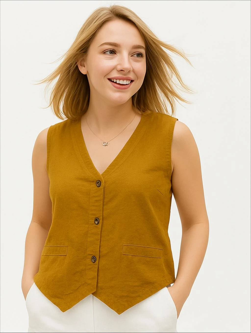 İtalyan Kadife Yelek - HARDAL