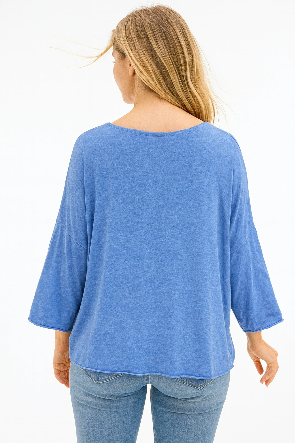 İtalyan V Yaka Triko Bluz - BEBE MAVİSİ