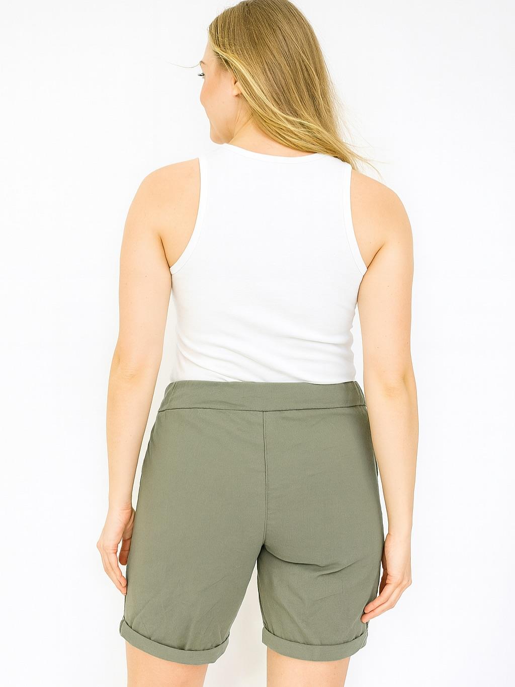 İtalyan Likralı Şort - HAKİ