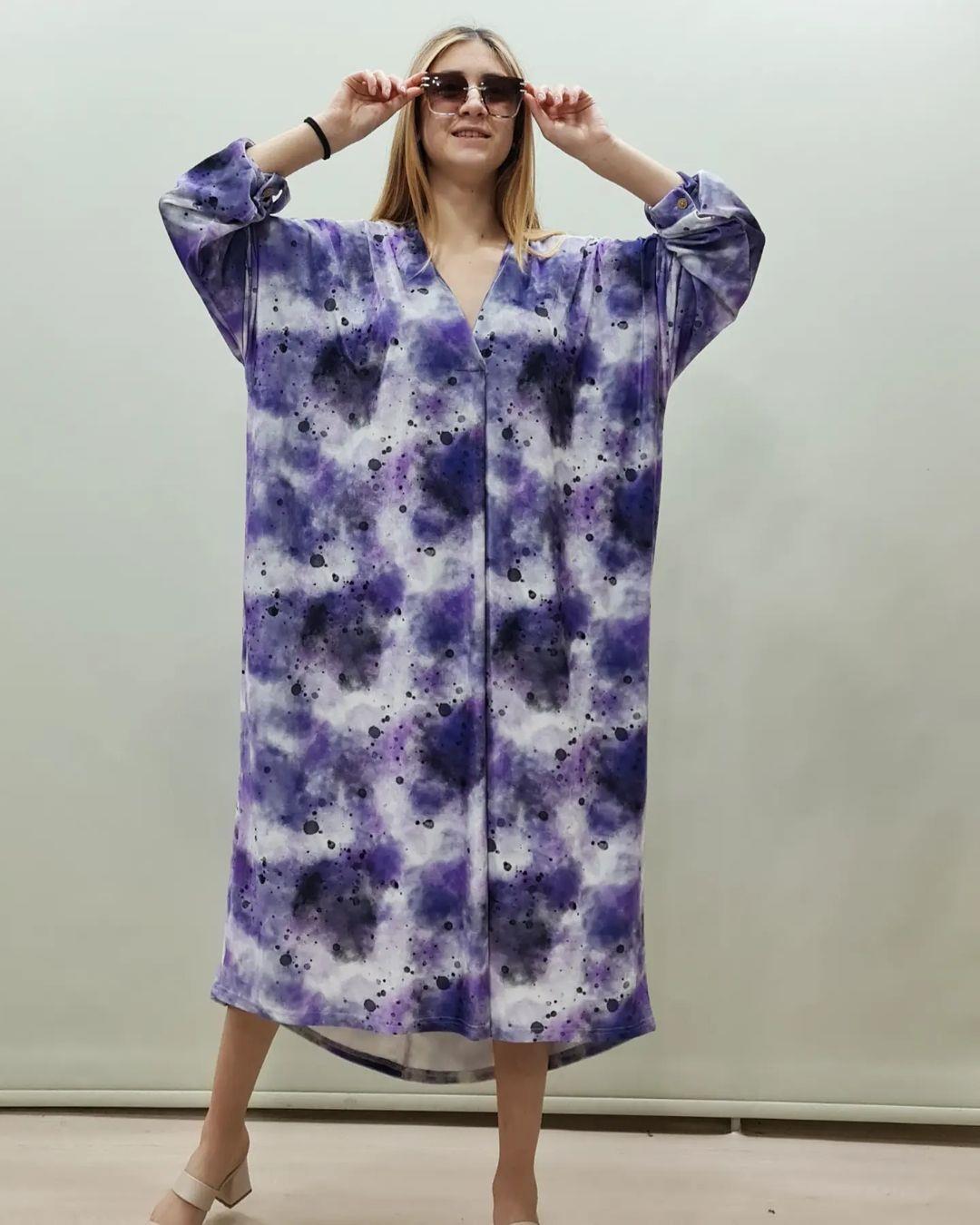 İtalyan Kadife Elbise - LİLA