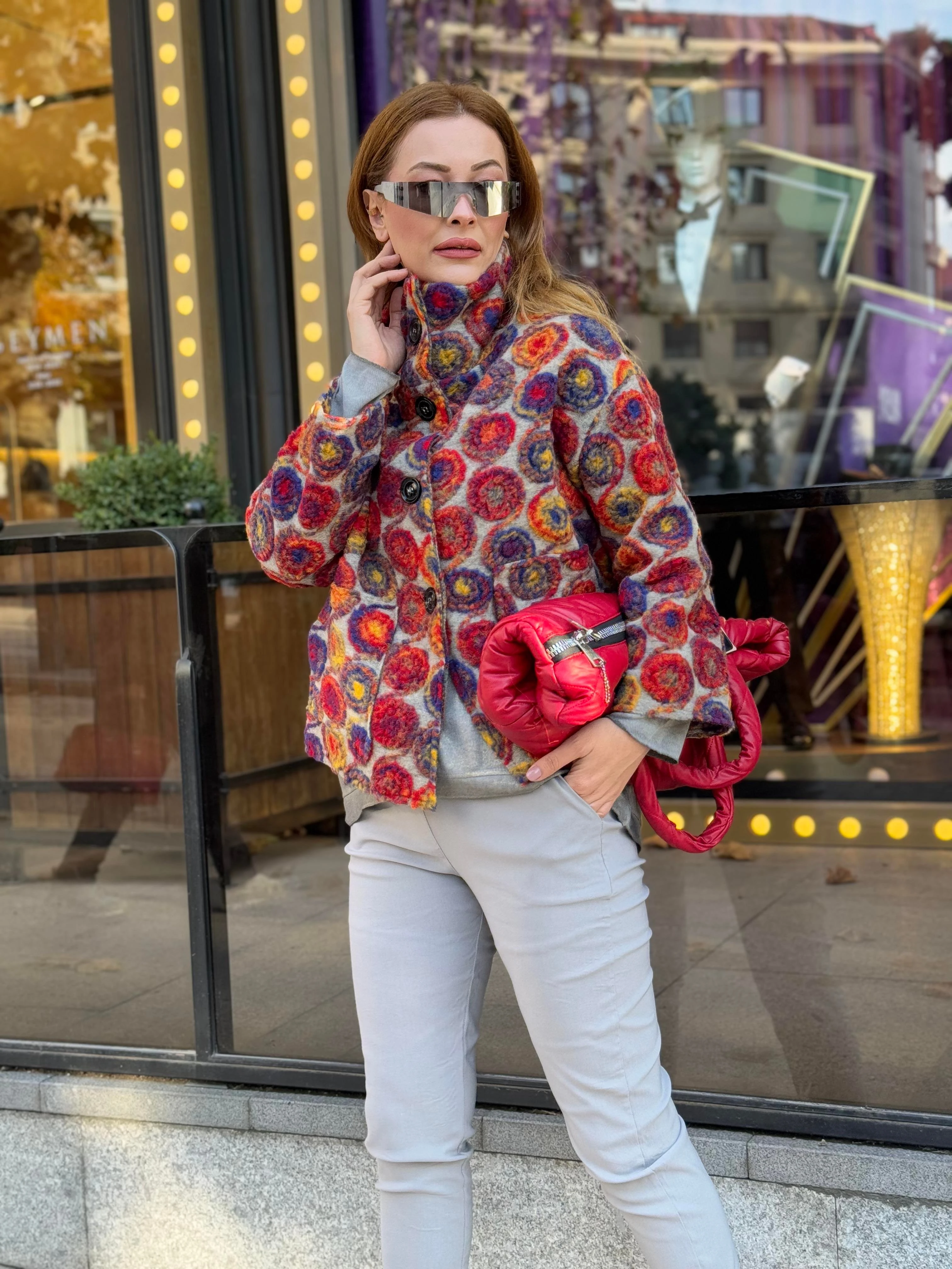 İtalyan Cep Detaylı Keçe Ceket - TAŞ