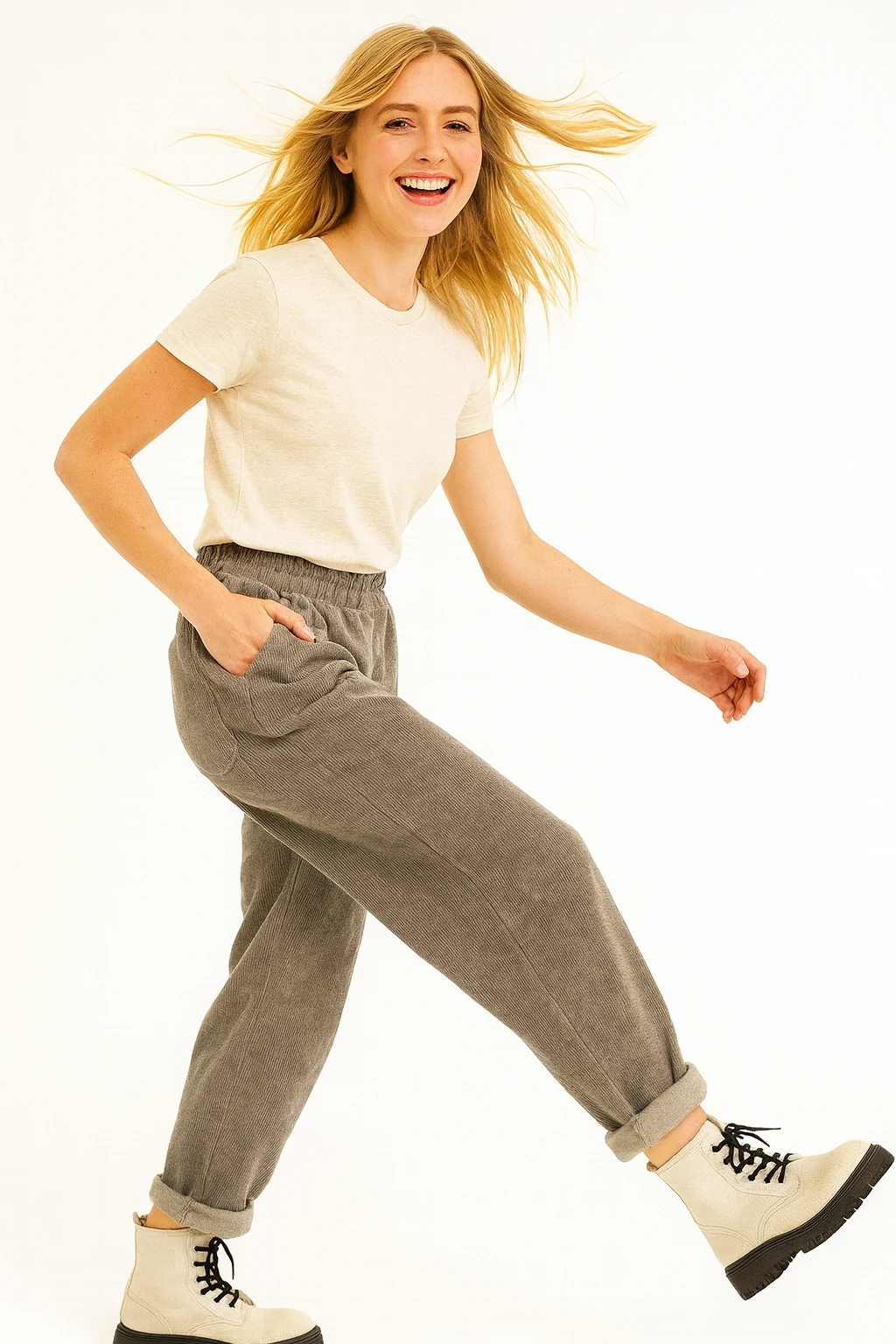 İtalyan Cep Detaylı Fitilli Kadife Pantolon - VİZON