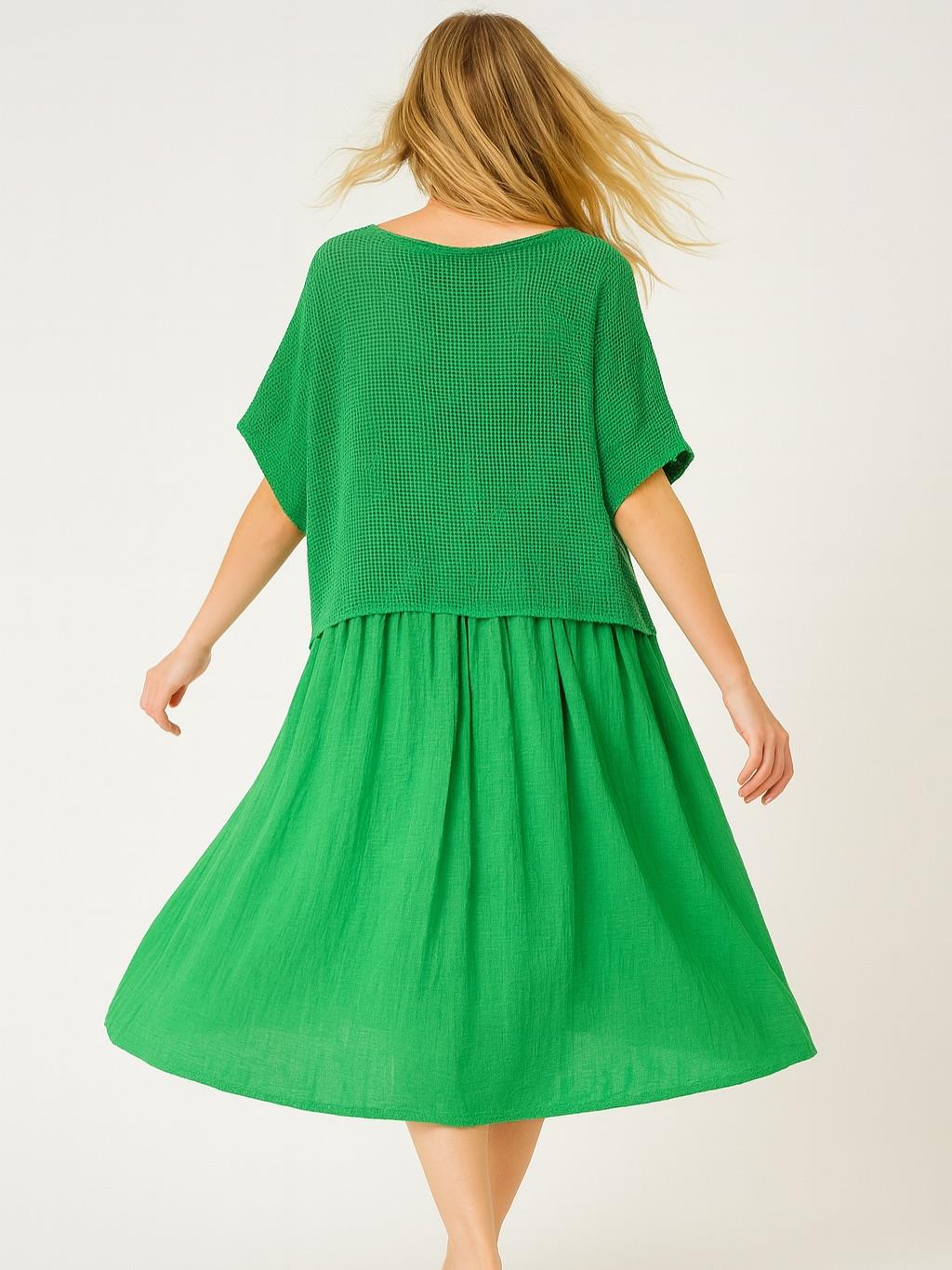 İtalyan File Elbise - ÇİMEN YEŞİLİ