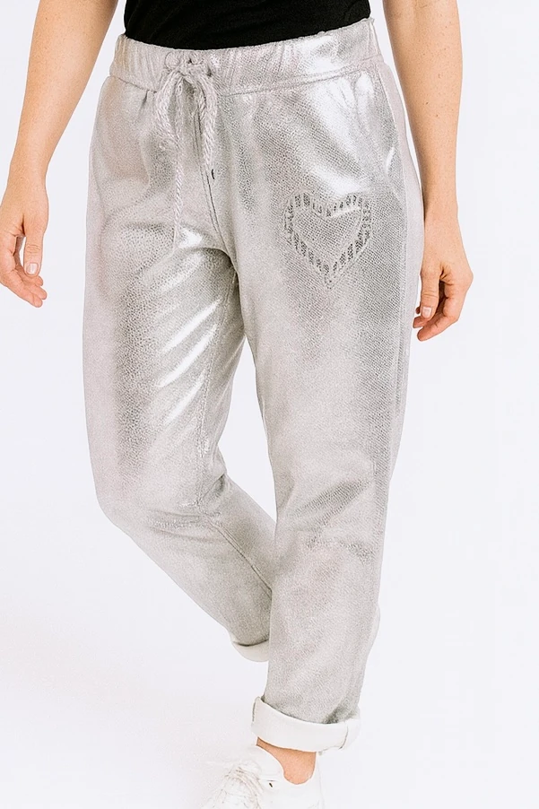 İtalyan Kalpli  Nubuk Pantolon - GÜMÜŞ