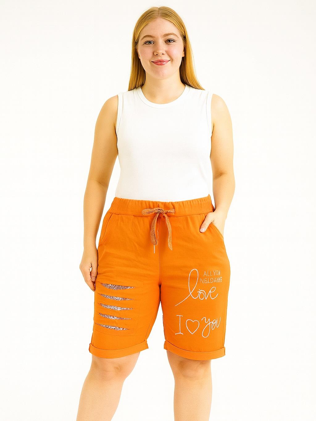 İtalyan Likralı Şort - TURUNCU