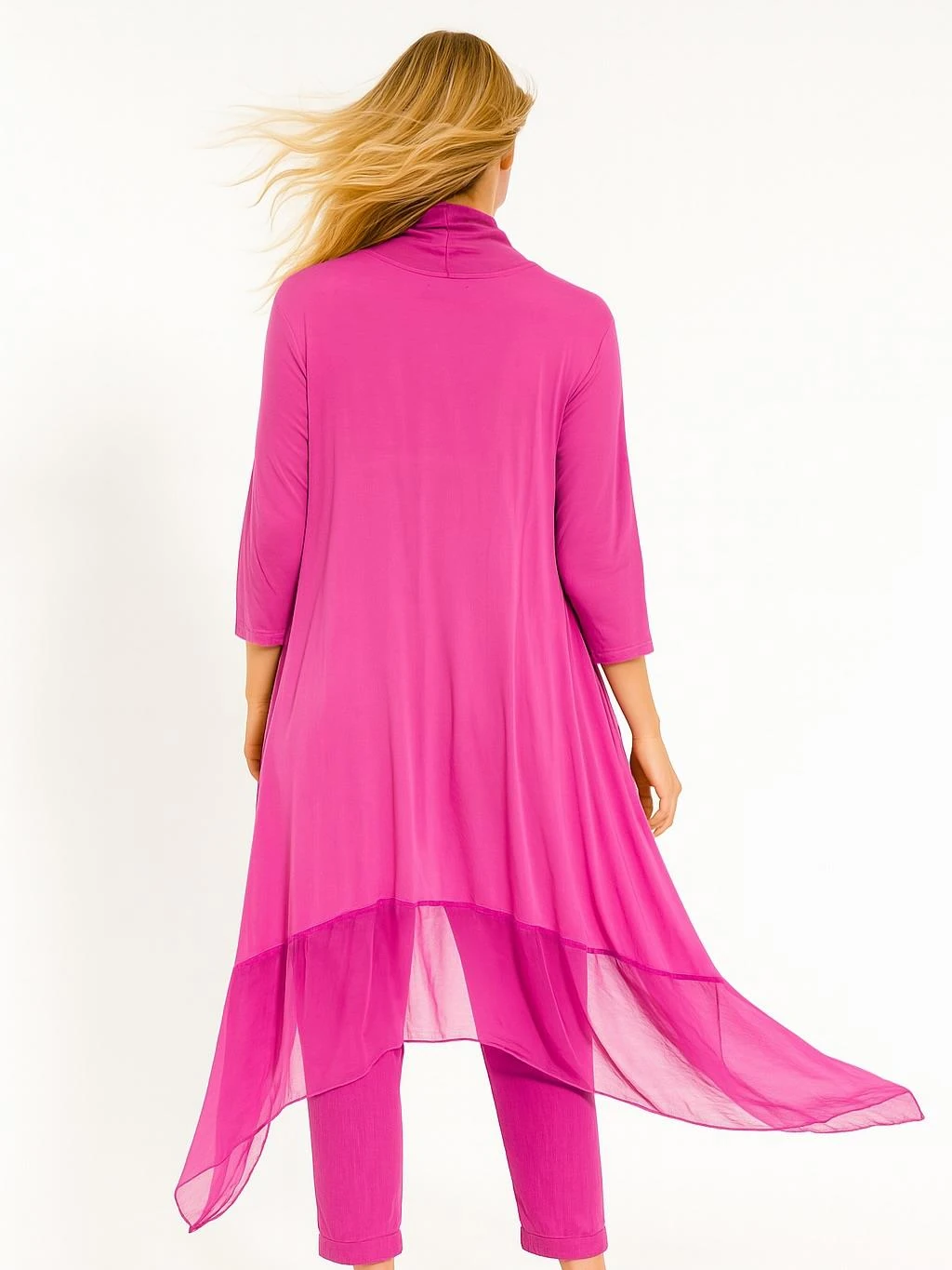 İtalyan Şal Yaka Tunik - FUŞYA