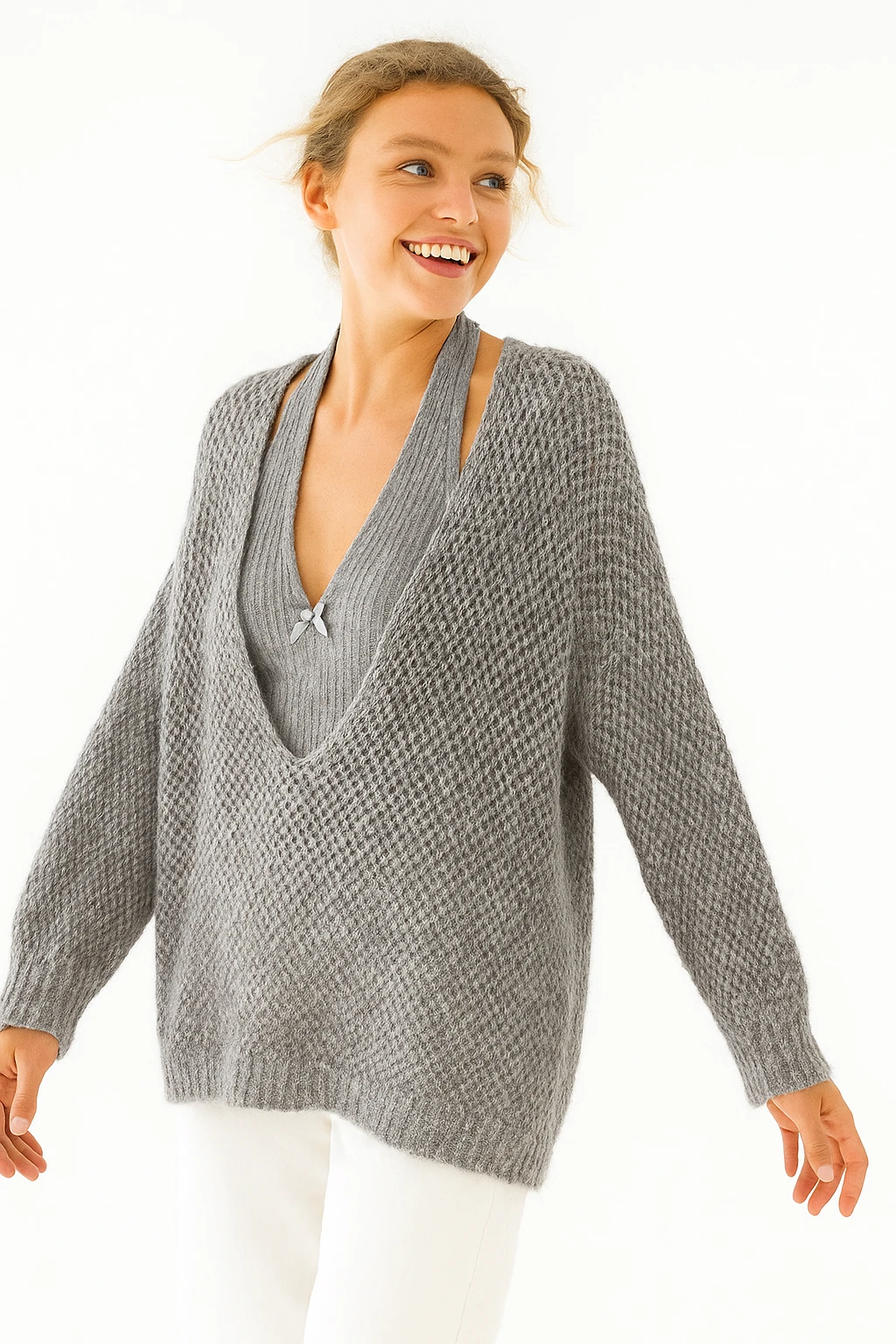 İtalyan İkili Triko Takım Bluz - ANTRASİT