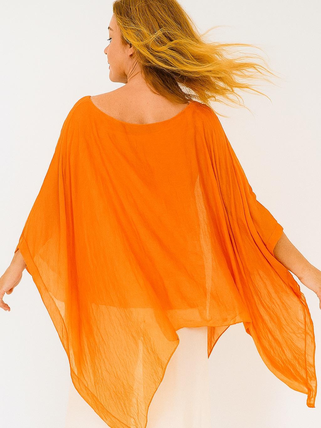 İtalyan İpek Bluz - TURUNCU