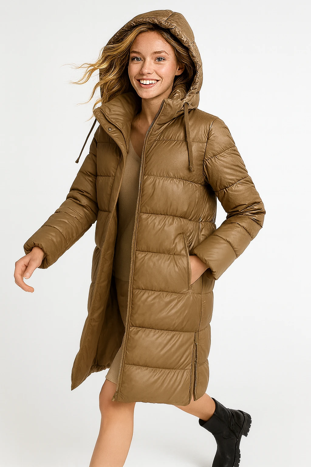 İtalyan Kapüşonlu Fermuar Detaylı Mont - BAL