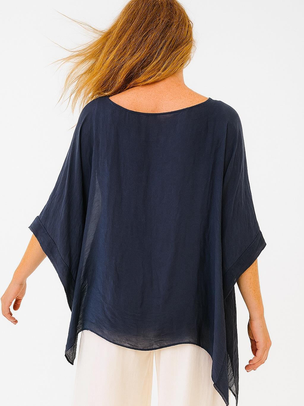 İtalyan İpek Bluz - KOYU LACİVERT