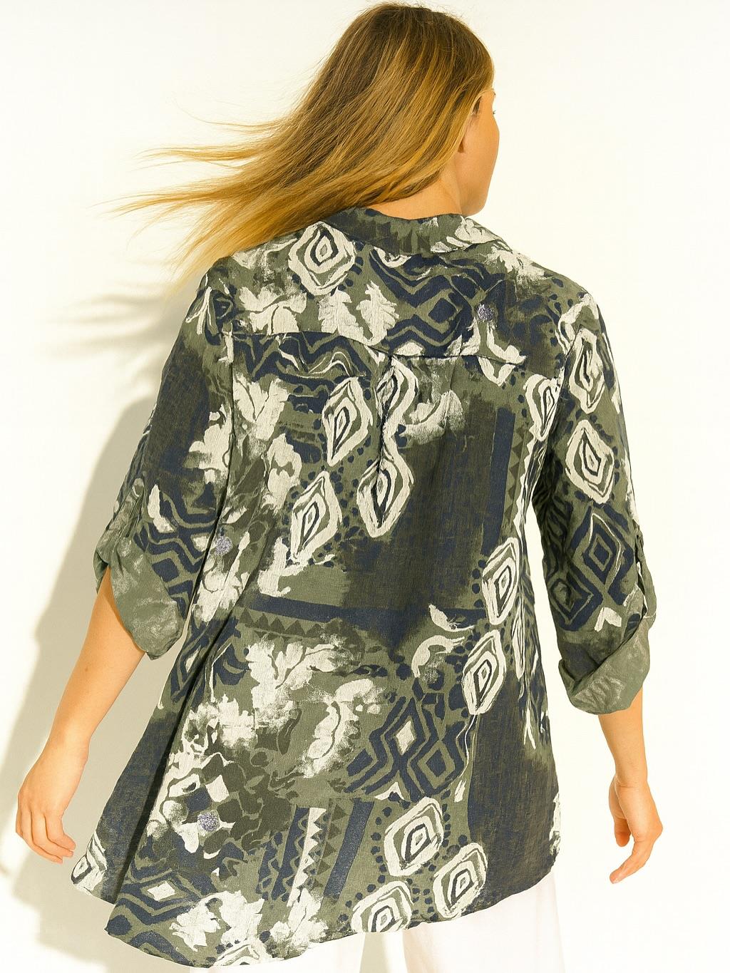 İtalyan Pamuk Keten Gömlek - HAKİ