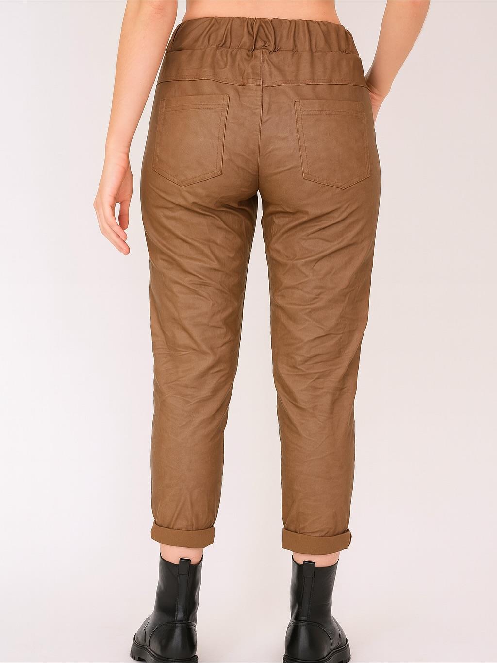 İtalyan Likralı Deri Pantolon - BAKIR