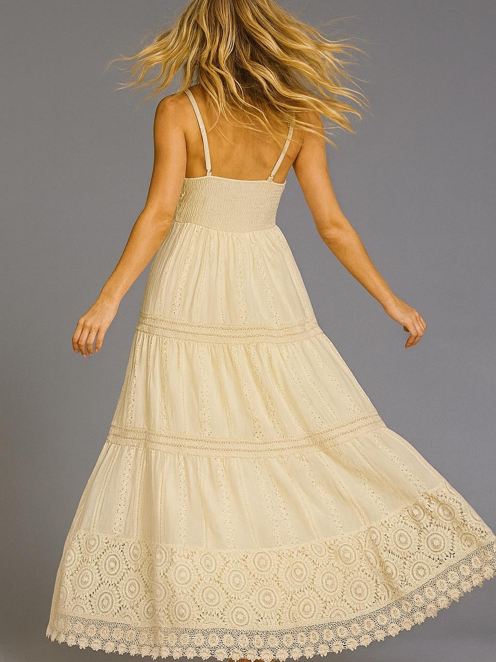 İtalyan Dantel Elbise - BEJ