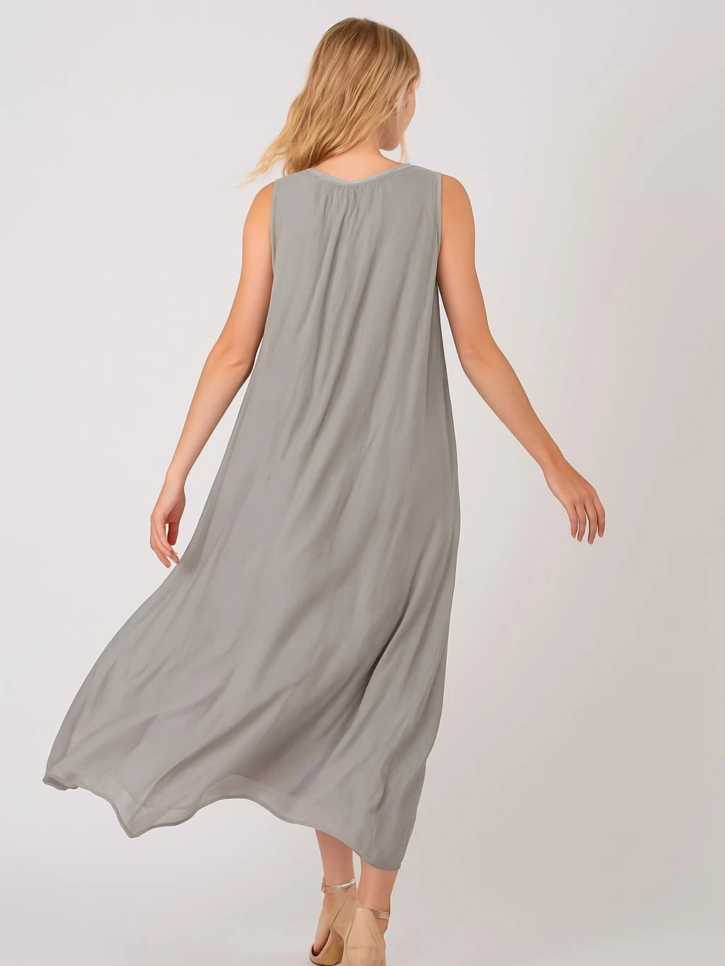 İtalyan İpek Elbise - GRİ