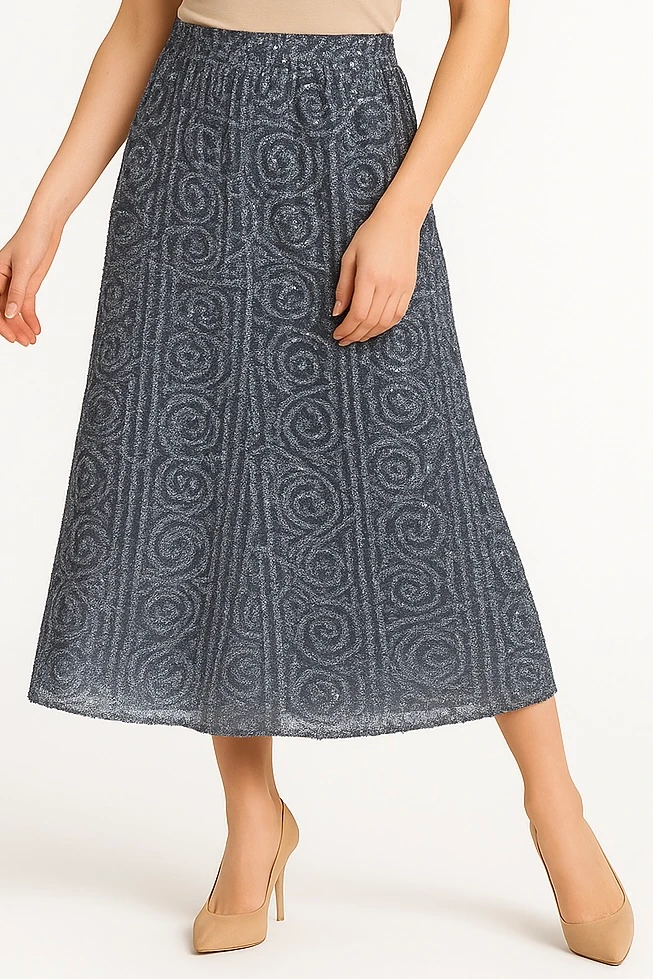 İtalyan Pul Payetli Etek - GRİ