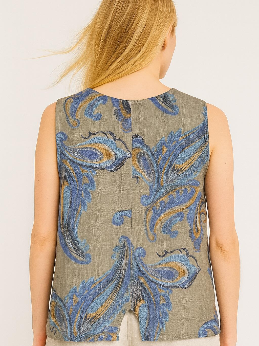 İtalyan Keten Yelek - VİZON