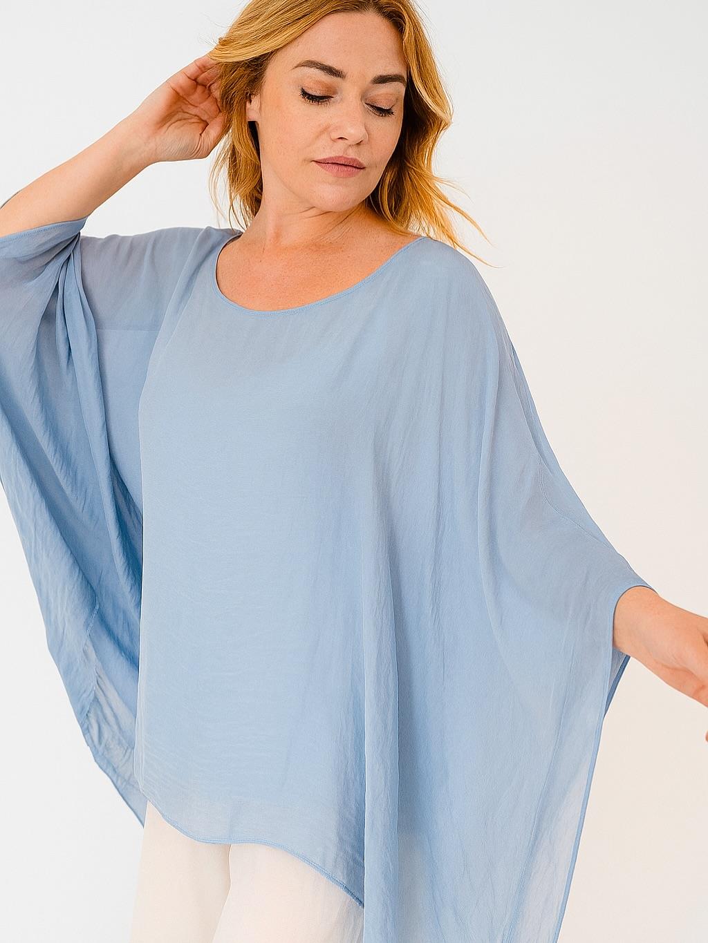 İtalyan İpek Bluz - BEBE MAVİSİ