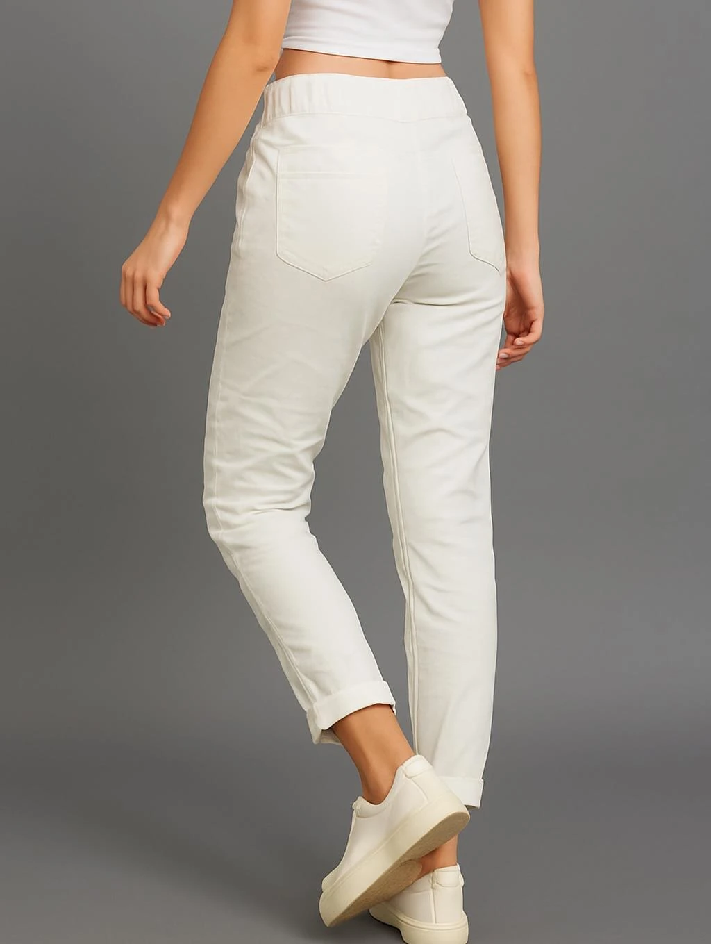 İtalyan Pul Payet Kalp Detaylı Likralı Pantolon - BEYAZ