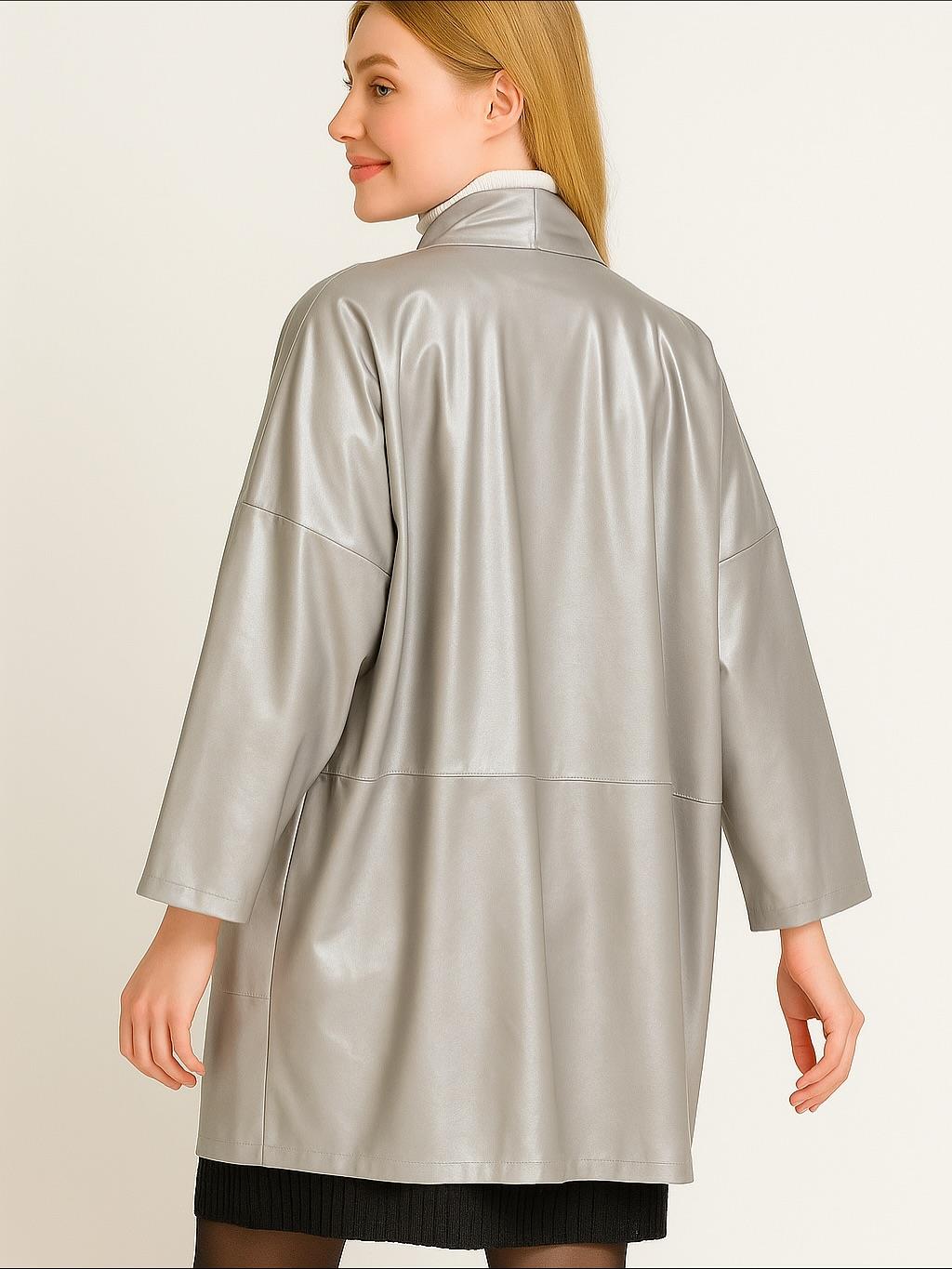 İtalyan Kısa Deri Kap - GÜMÜŞ