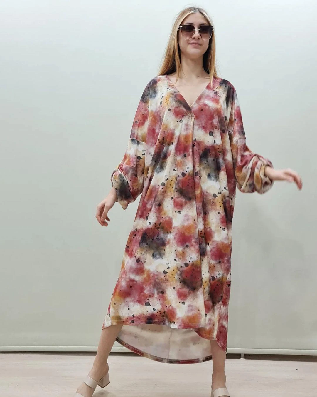 İtalyan Kadife Elbise - KIRMIZI