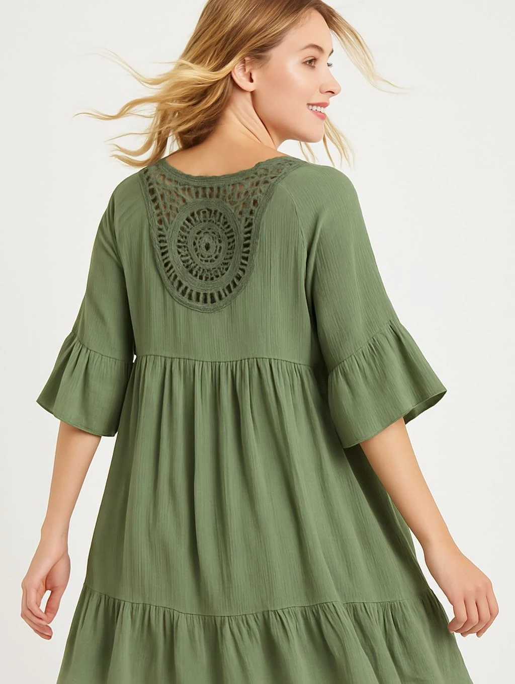 İtalyan Pamuklu Elbise - HAKİ