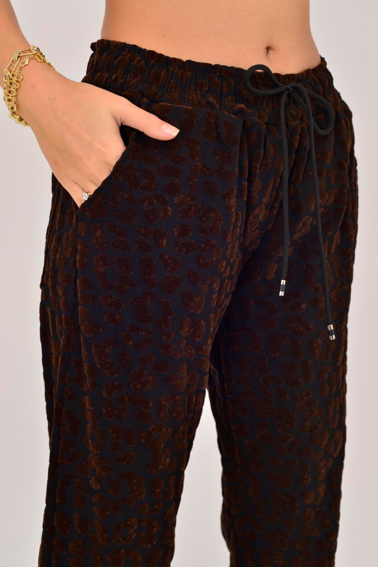 İtalyan Taş Desen Pantolon - KAHVERENGİ