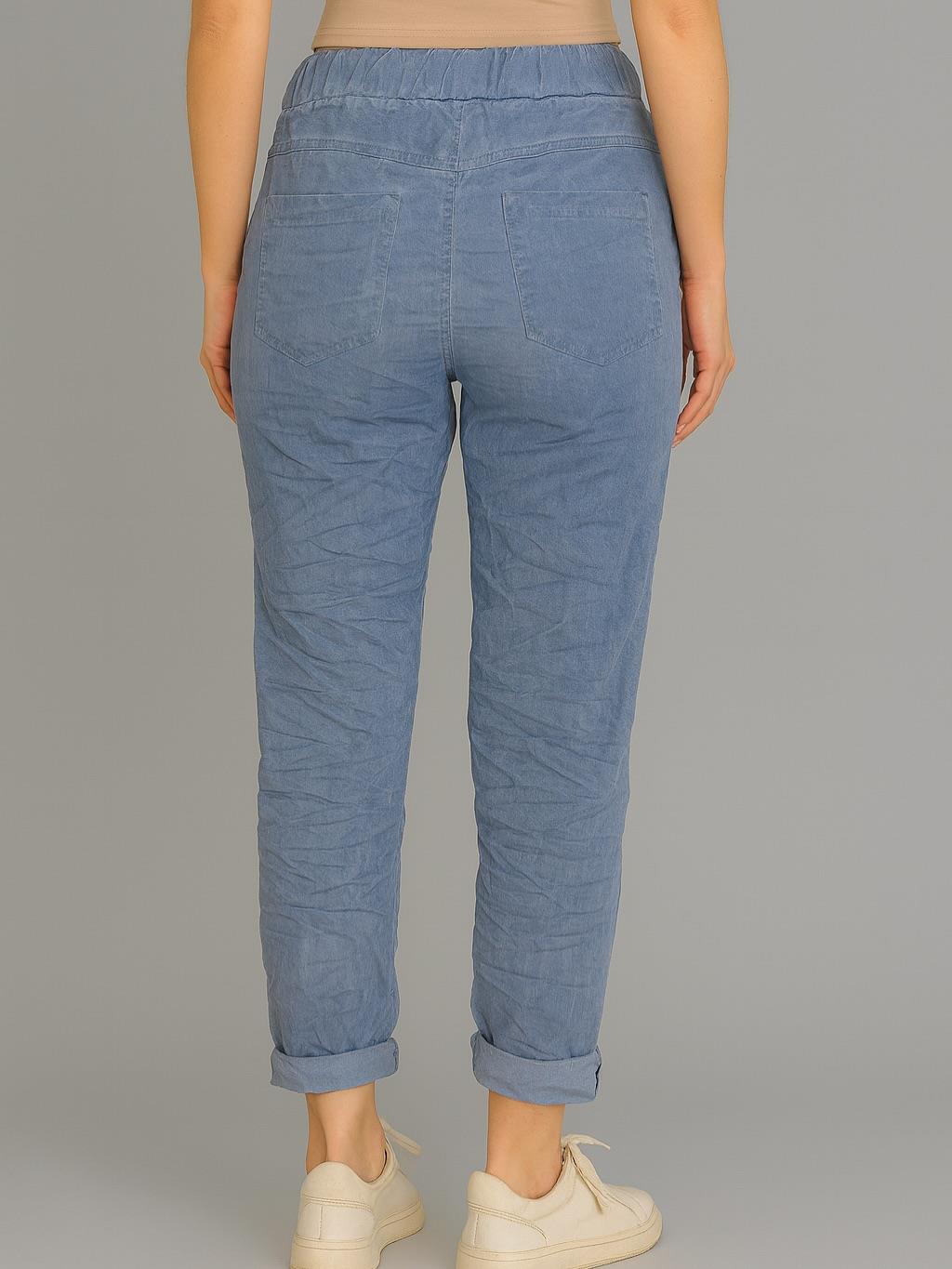 İtalyan Lepoar Desenli Likralı Pantolon - MAVİ