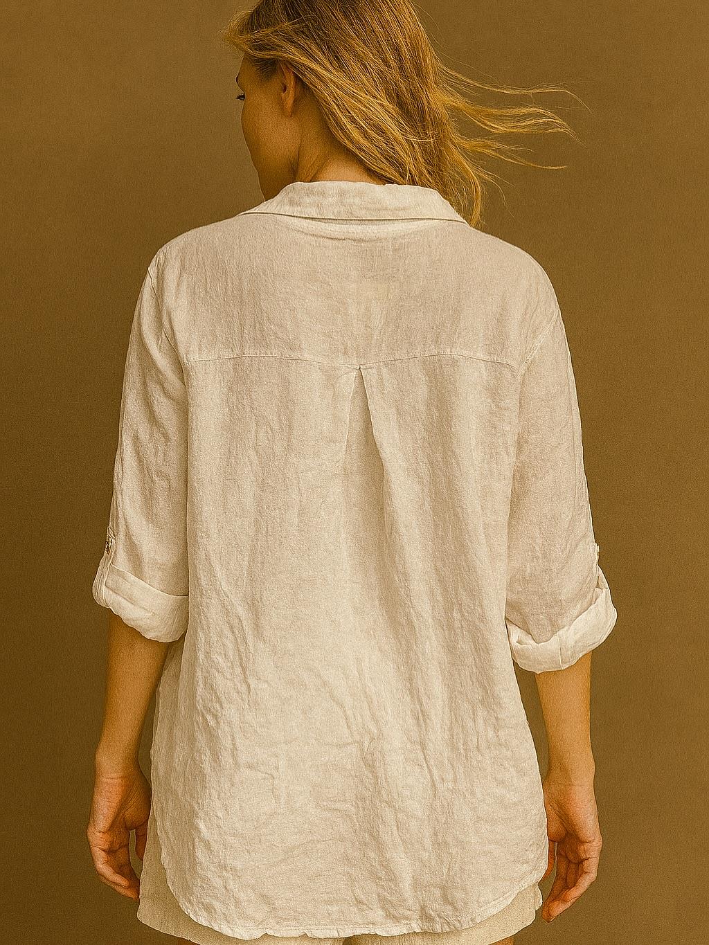 İtalyan Keten Gömlek - BEYAZ