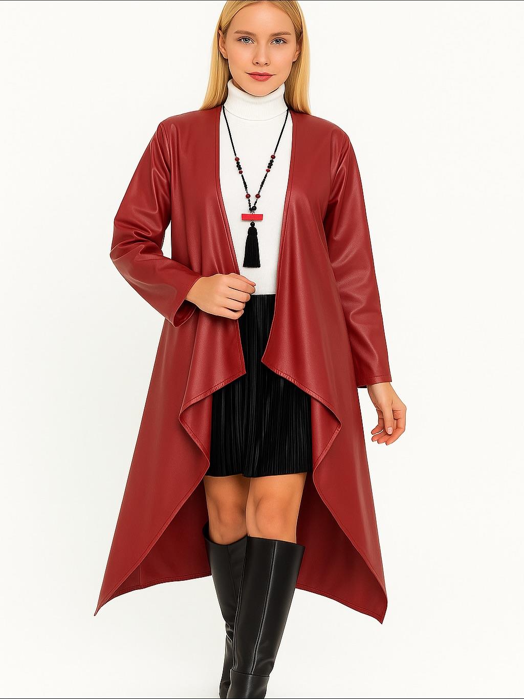 İtalyan Deri Kap - KIRMIZI