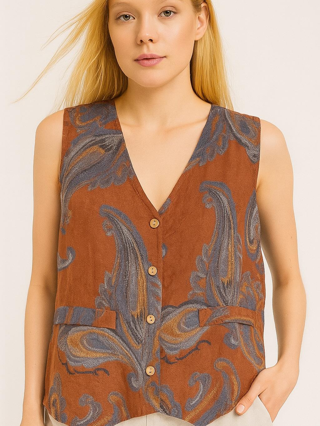 İtalyan Keten Yelek - TARÇIN