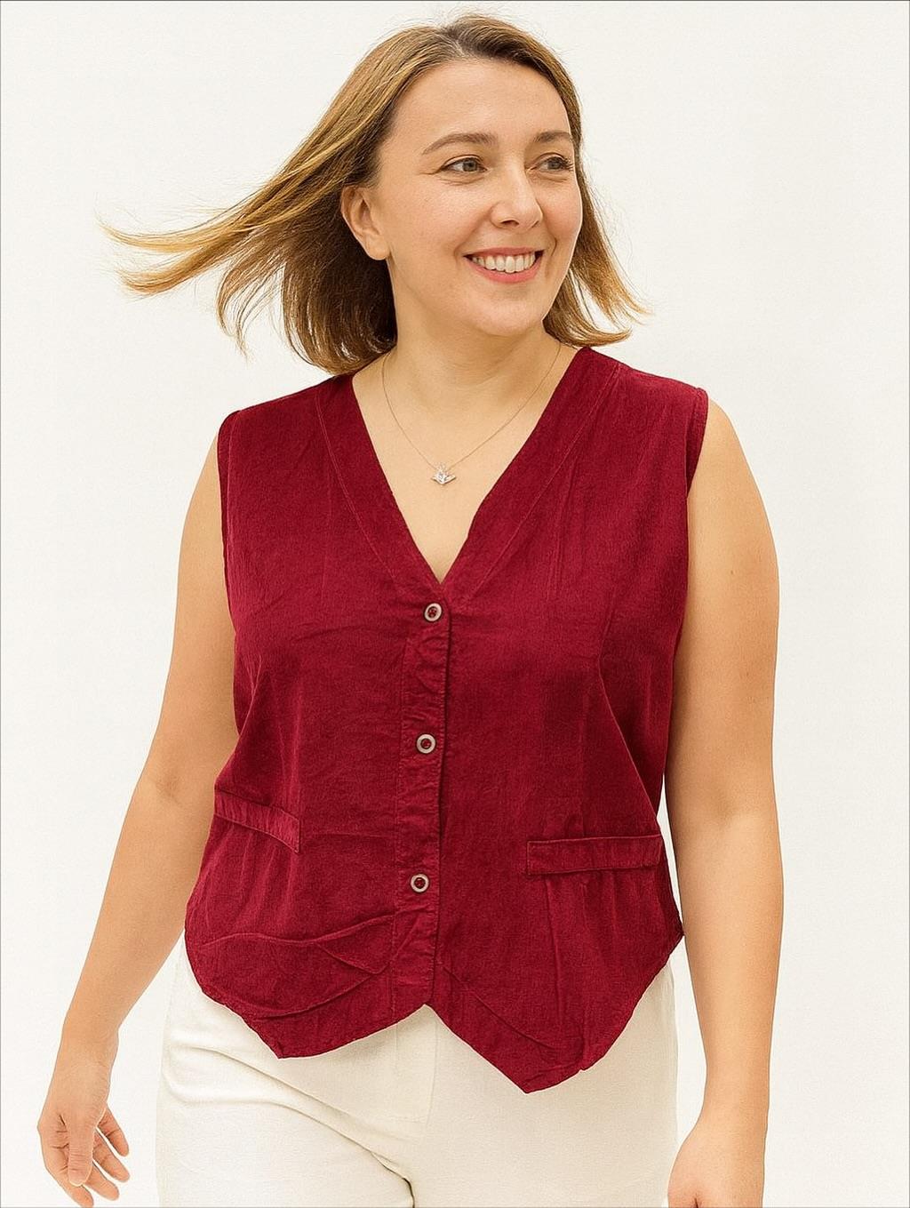 İtalyan Kadife Yelek - BORDO