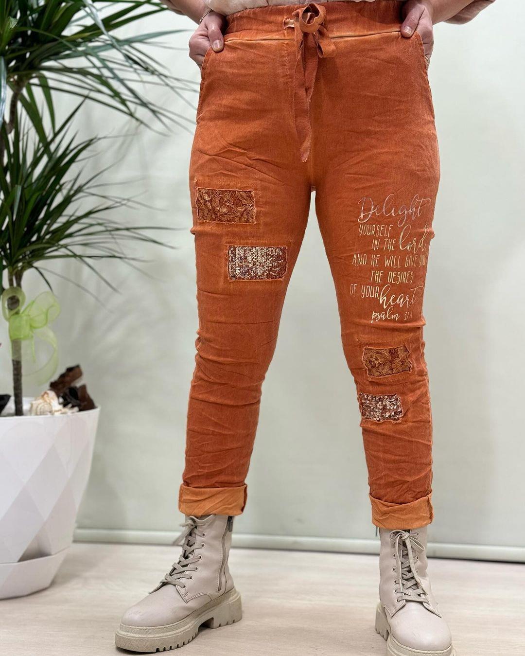 İtalyan Likralı Pantolon - TURUNCU