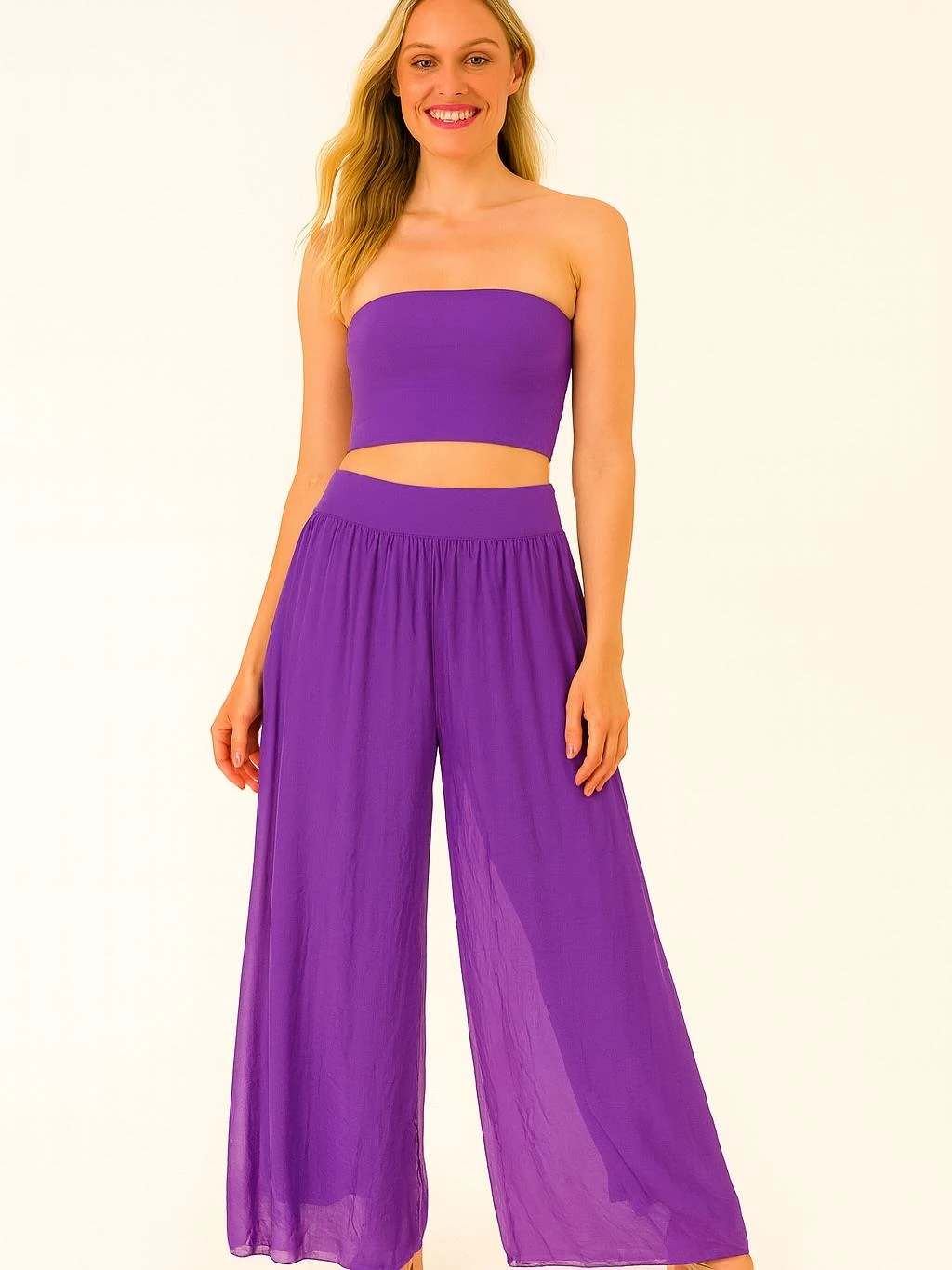 İtalyan İpek Pantolon - MENEKŞE