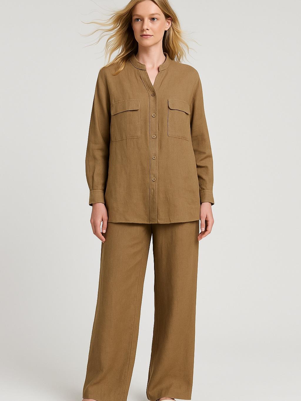 İtalyan Keten Takım - KAHVERENGİ