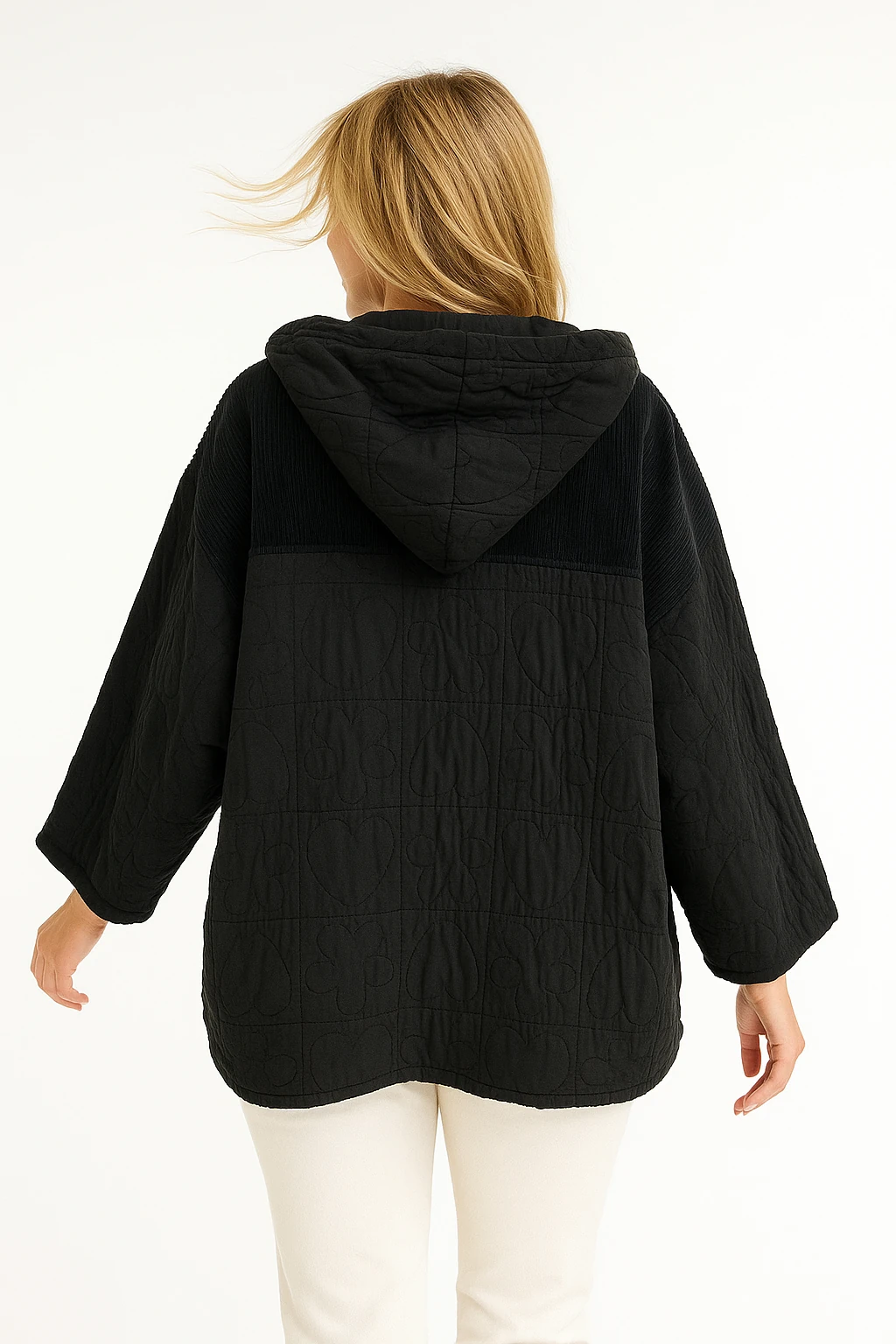 İtalyan Kadife Detaylı Kapitone Ceket - SİYAH