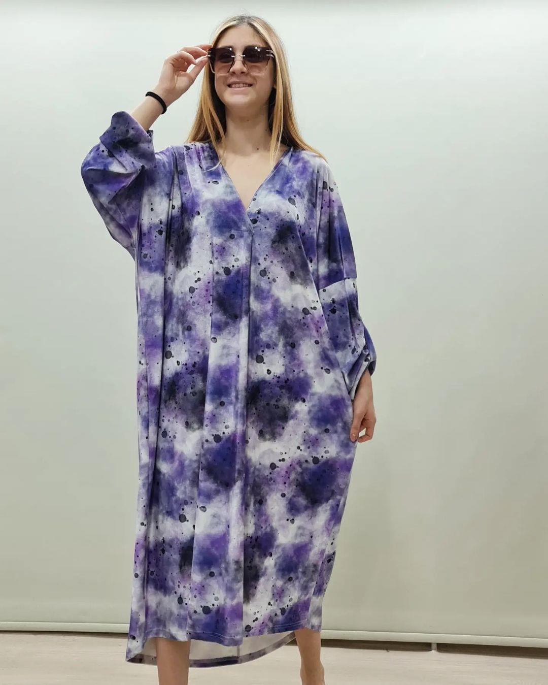 İtalyan Kadife Elbise - LİLA