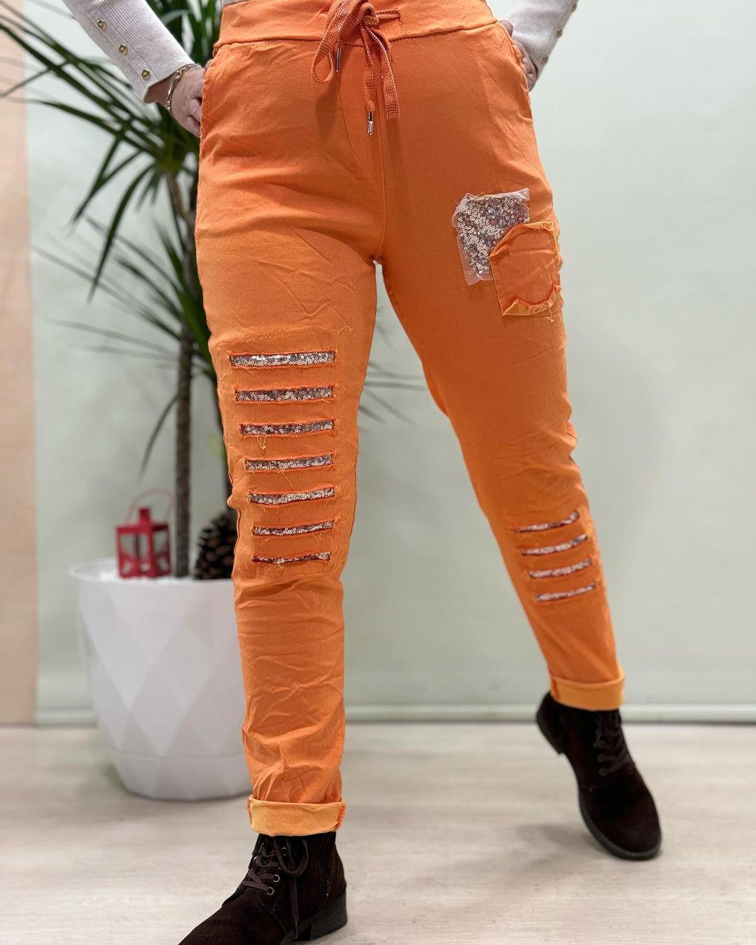 İtalyan Likralı Pantolon - TURUNCU