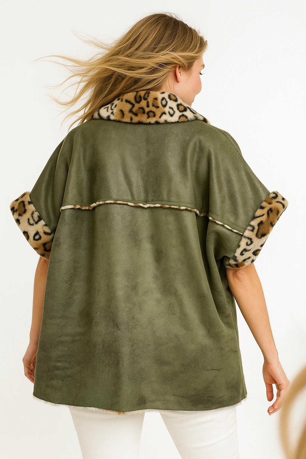 İtalyan Nubuk Kürklü Ceket - HAKİ