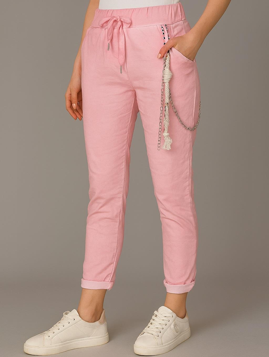 İtalyan Likralı Pantolon - PEMBE