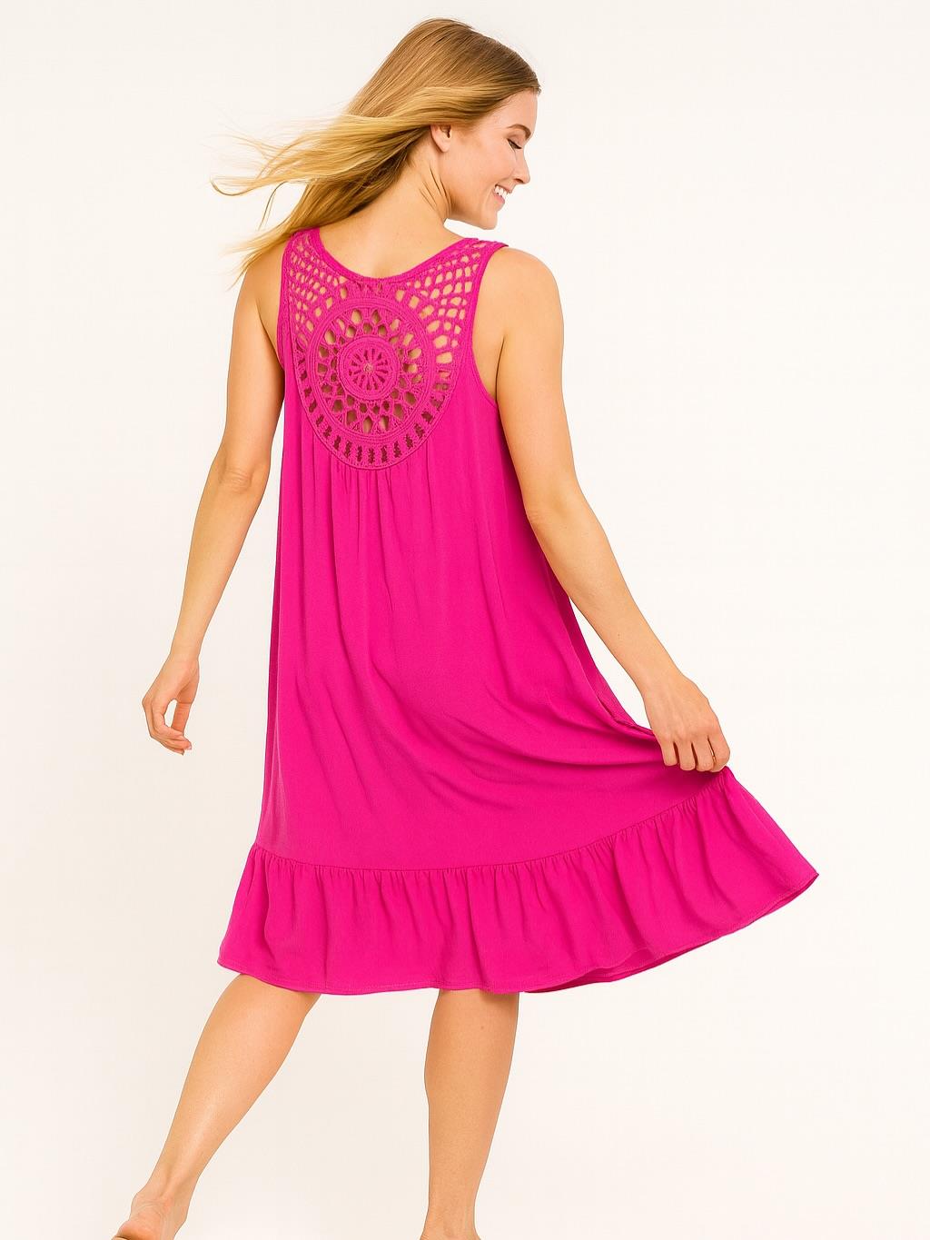 İtalyan Pamuklu Elbise - FUŞYA