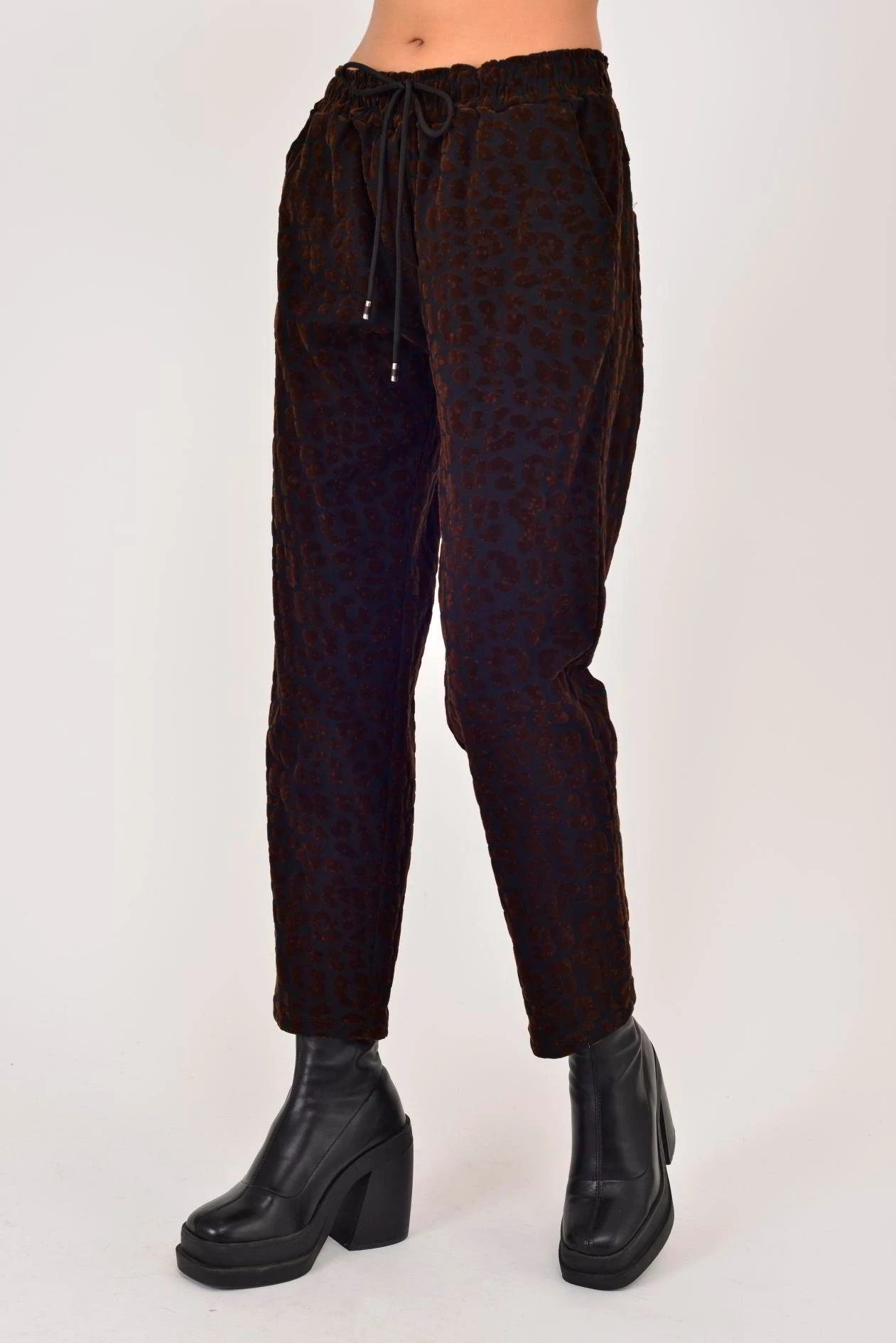 İtalyan Taş Desen Pantolon - KAHVERENGİ