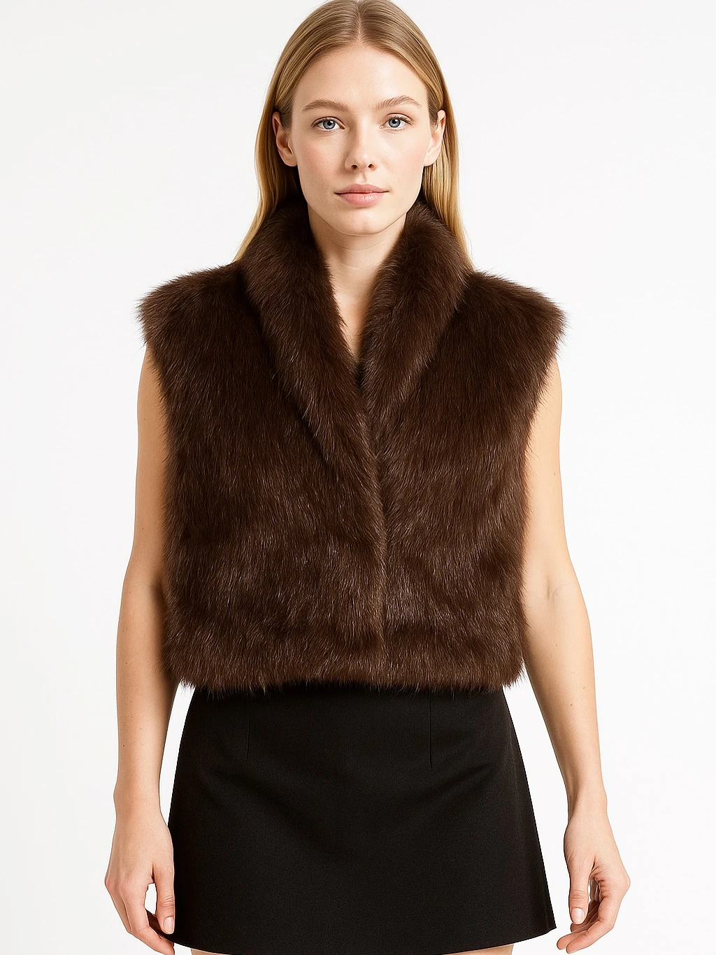 İtalyan Kürk Yelek - KAHVERENGİ