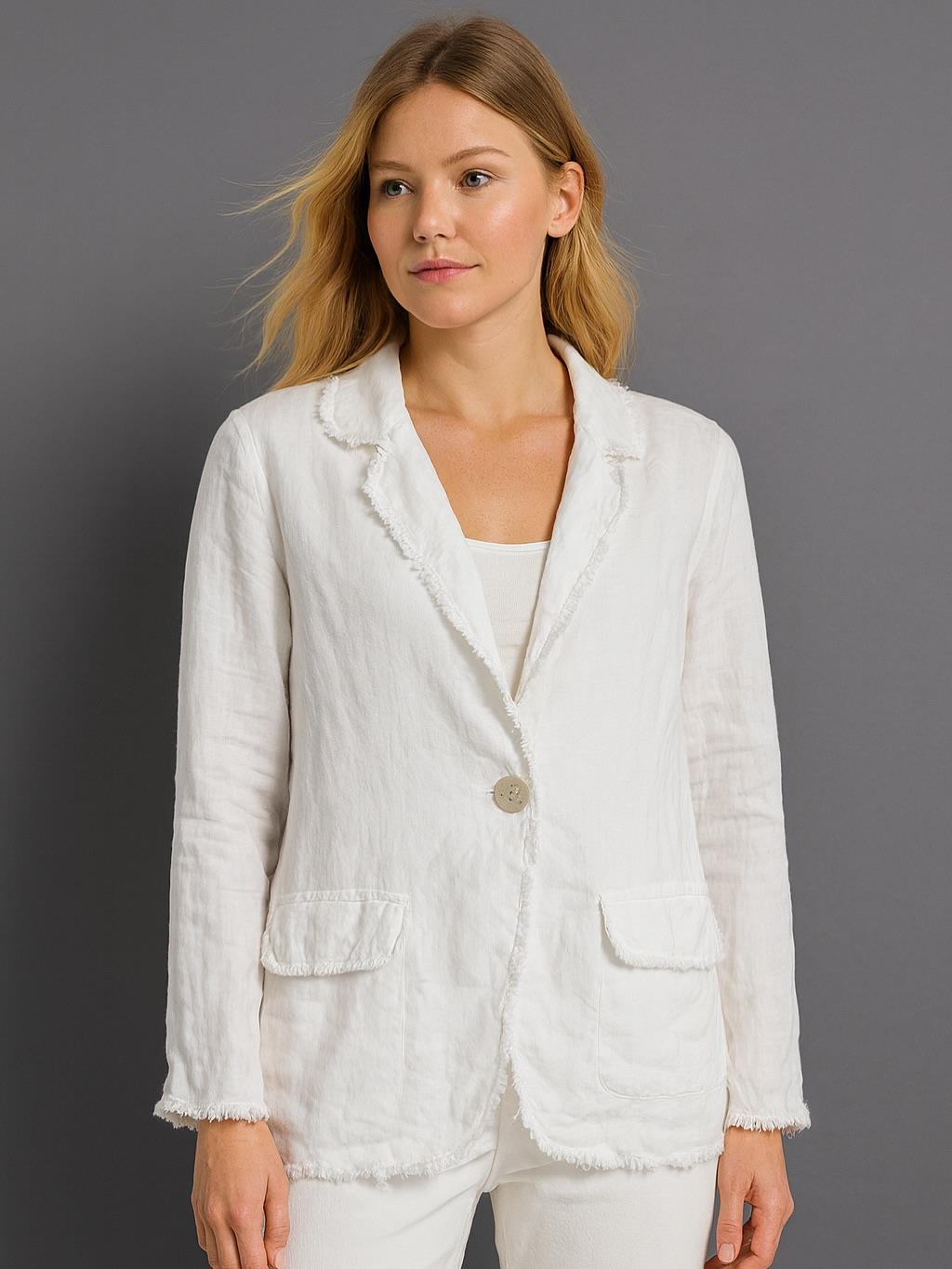 İtalyan Keten Ceket - BEYAZ
