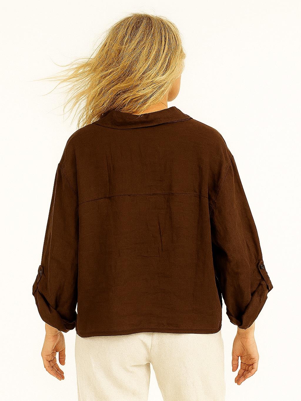 İtalyan Keten Gömlek - KAHVERENGİ