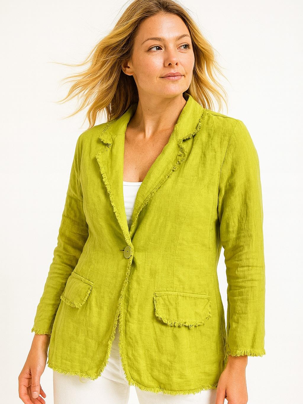 İtalyan Keten Ceket - YAĞ YEŞİLİ
